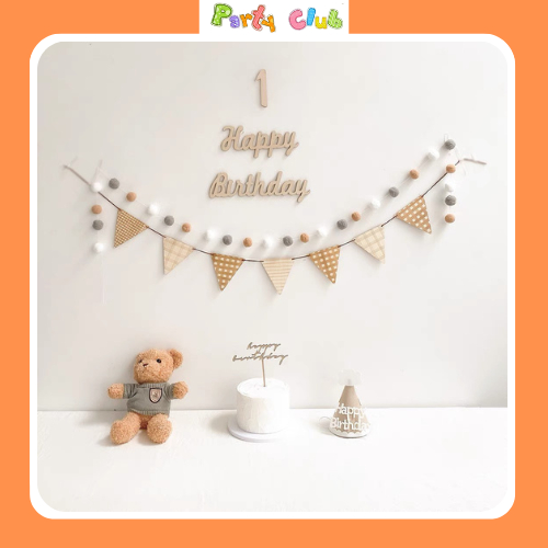 Chữ happy birthday gỗ khắc trang trí sinh nhật cho bé