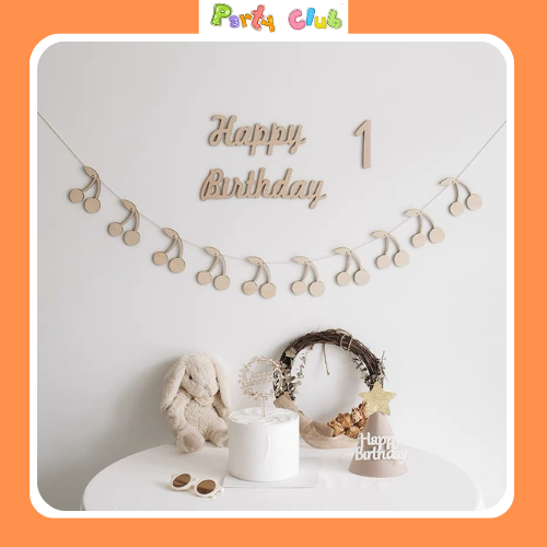 Chữ happy birthday gỗ khắc trang trí sinh nhật cho bé