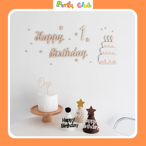 Chữ happy birthday gỗ khắc trang trí sinh nhật cho bé