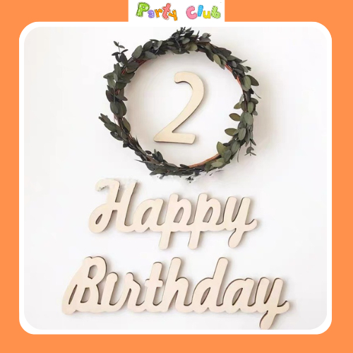 Chữ happy birthday gỗ khắc trang trí sinh nhật cho bé