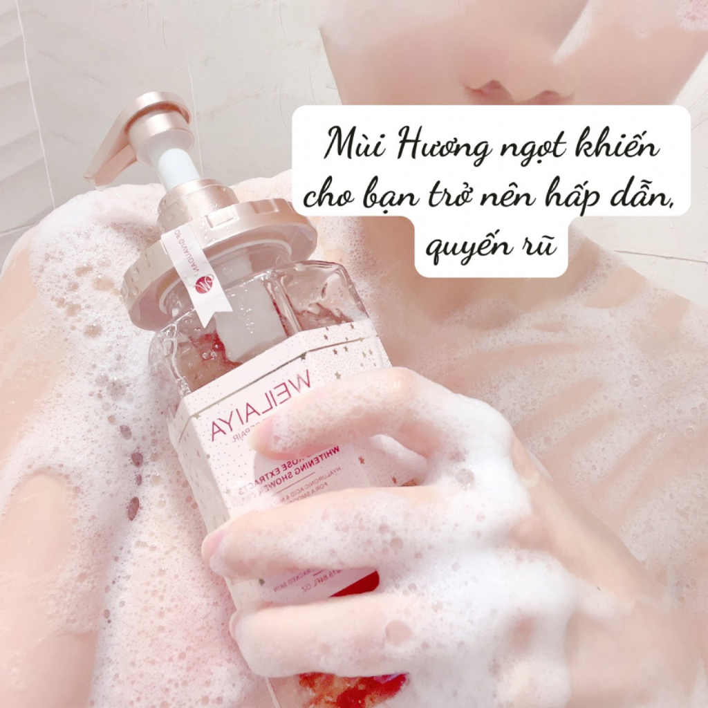Sữa tắm trắng da DAMASK WEILAIYA, sữa tắm trắng da chiết xuất tinh chất hoa hồng, cấp ẩm.