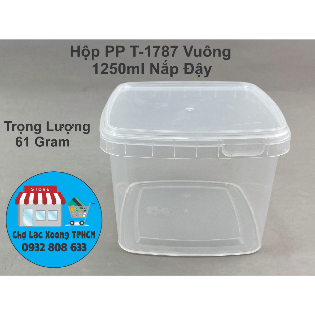 Hộp PP T.1787 Vuông 1250ml Nắp Đậy Khóa GALENTY