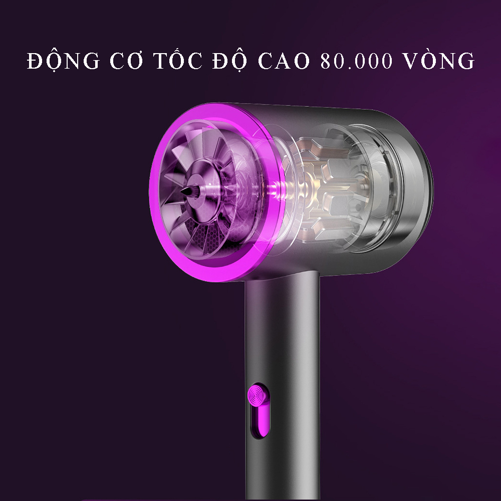 Máy sấy tóc tạo kiểu 2 chiều nóng lạnh, tích hợp ion âm và tạo lớp phủ collagen bảo vệ tóc chuẩn salon tặng kèm mỏ vịt