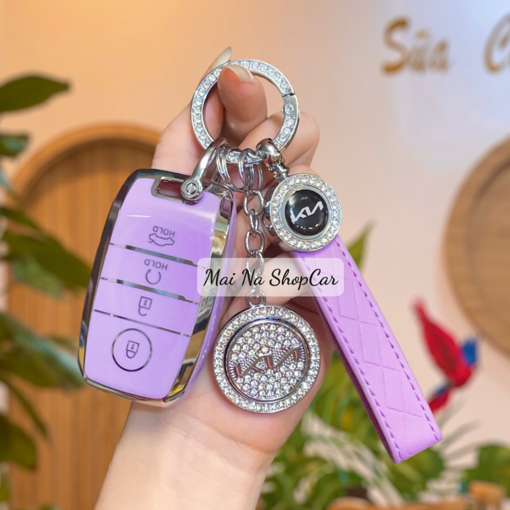 ỐP CHÌA KHOÁ Kia SONET - SELTOS 4 nút - Bảo vệ chìa khóa - Viền Bạc Cao Cấp