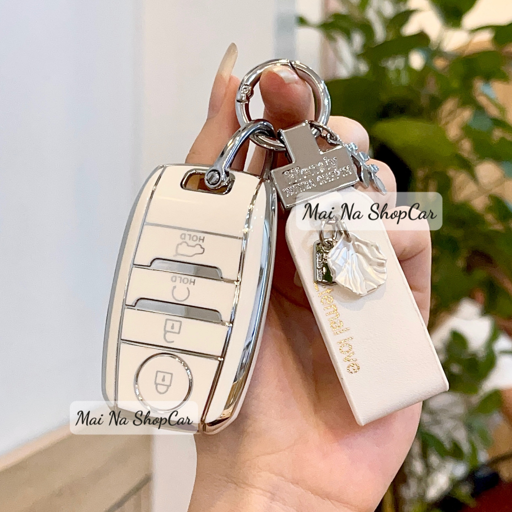 ỐP CHÌA KHOÁ Kia SONET - SELTOS 4 nút - Bảo vệ chìa khóa - Viền Bạc Cao Cấp