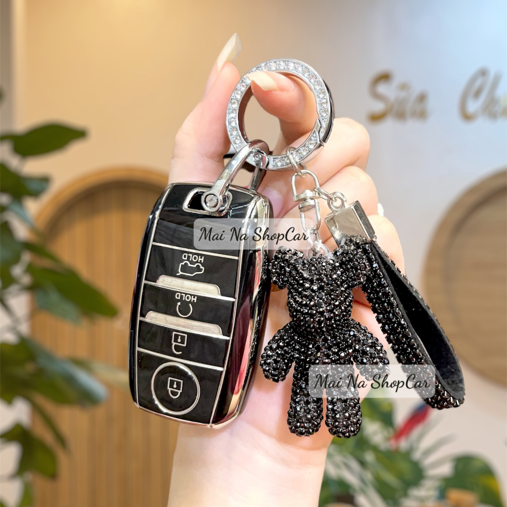ỐP CHÌA KHOÁ Kia SONET - SELTOS 4 nút - Bảo vệ chìa khóa - Viền Bạc Cao Cấp