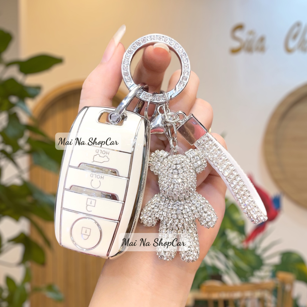 ỐP CHÌA KHOÁ Kia SONET - SELTOS 4 nút - Bảo vệ chìa khóa - Viền Bạc Cao Cấp