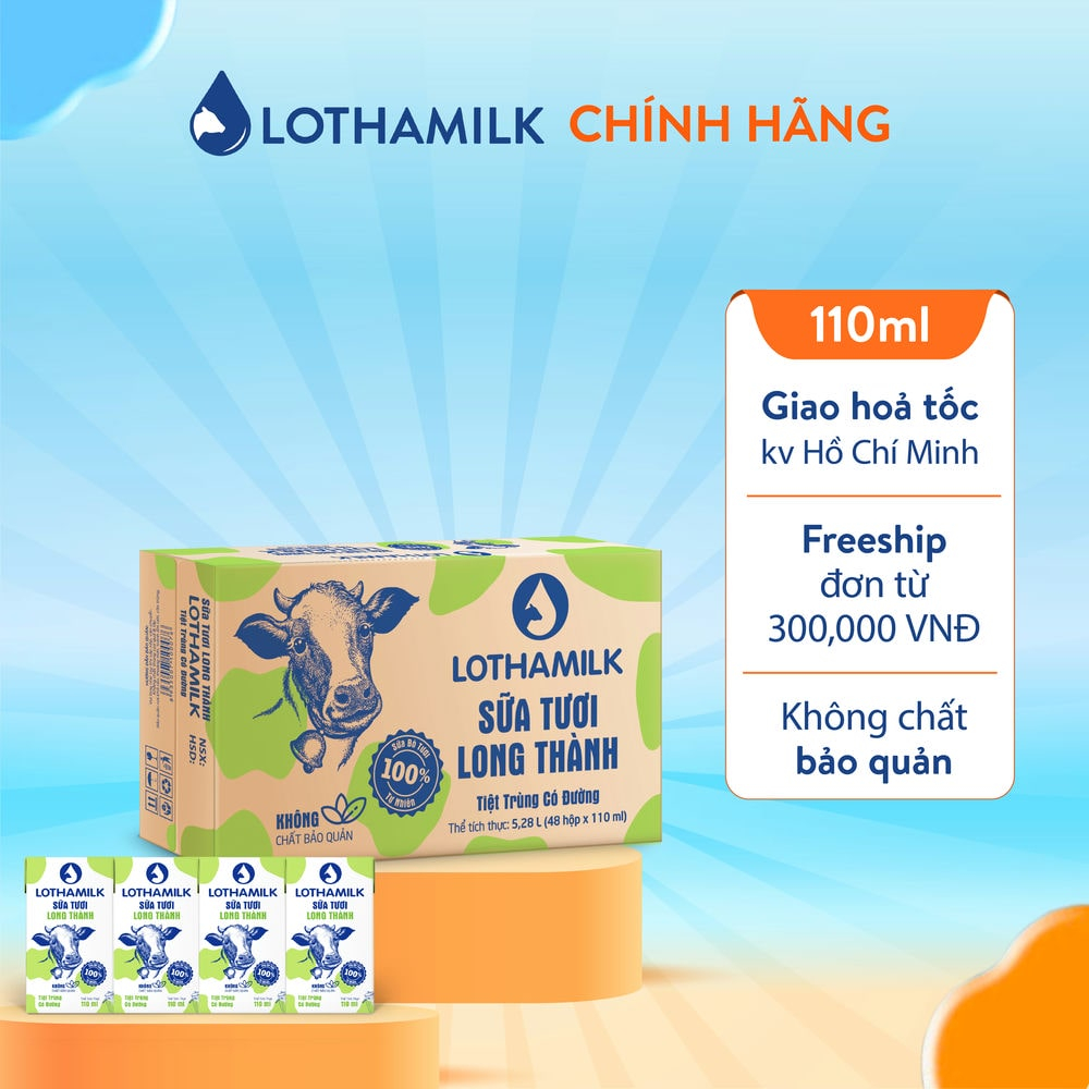 Thùng 48 hộp sữa tươi tiệt trùng Lothamilk 110ml