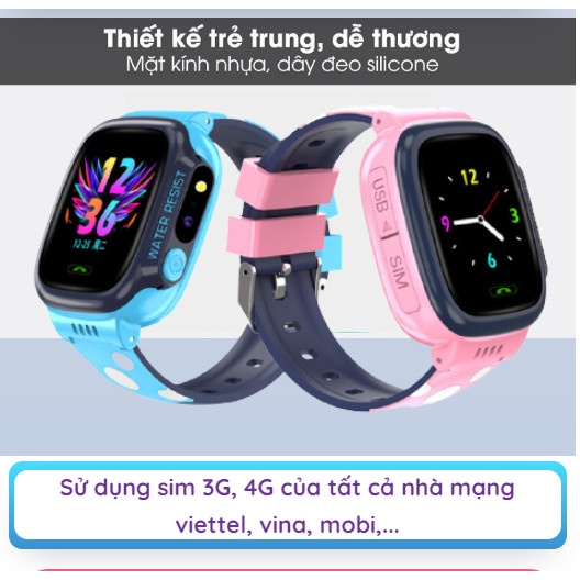 Đồng hồ thông minh định vị trẻ em Y92 Chính Hãng QUEEN YULIN Nắp Sim Nghe Gọi Bảo hành 12 Tháng