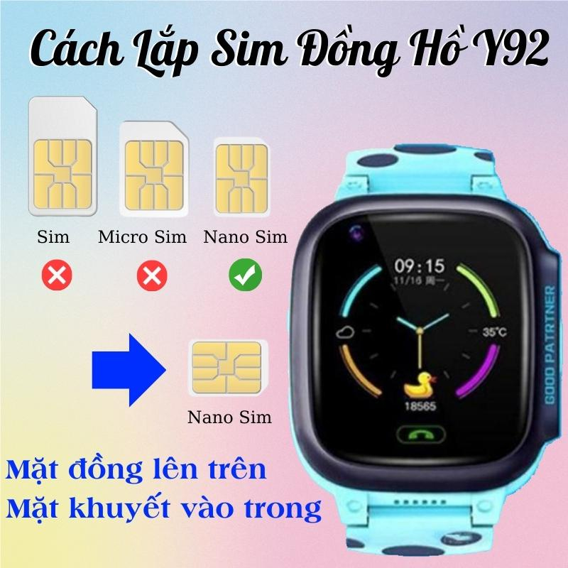 Đồng hồ thông minh định vị trẻ em Y92 Chính Hãng QUEEN YULIN Nắp Sim Nghe Gọi Bảo hành 12 Tháng