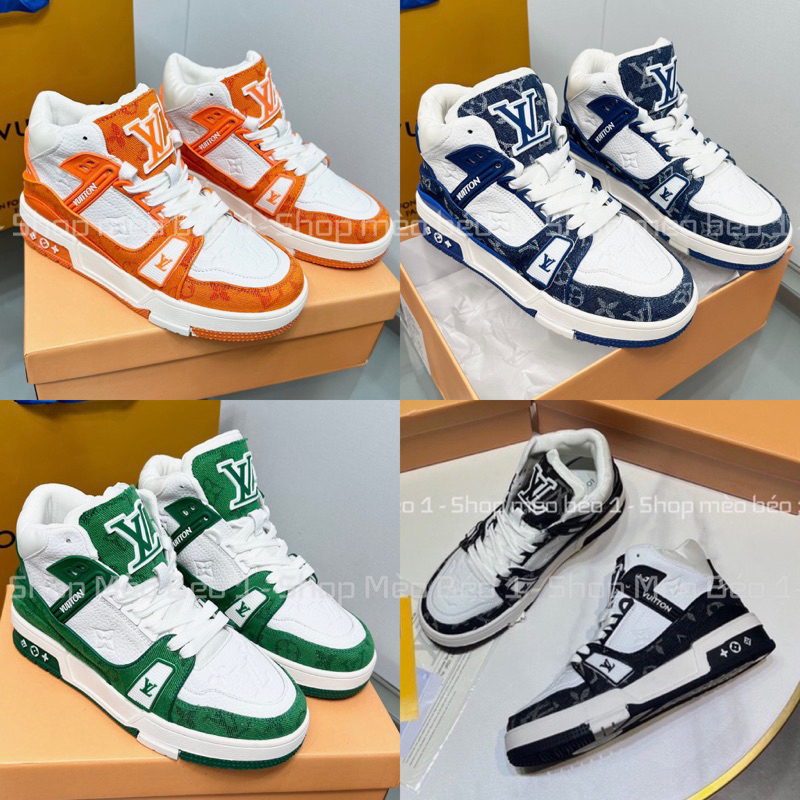 Giày thể thao sneaker lv cao cổ viền hoạ tiết fullbox