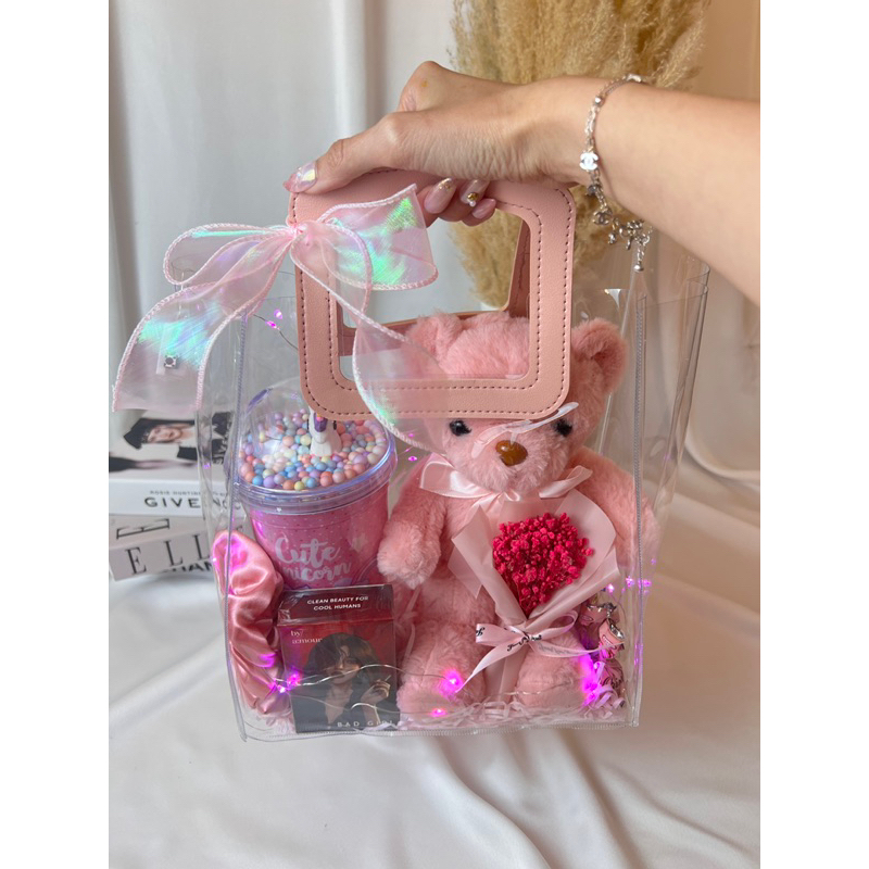 Set túi quà Teddy Gift Bag Blingblingbox set túi quà tặng người yêu trong suốt dễ thương, ngọt ngào và ý nghĩa ngày lễ