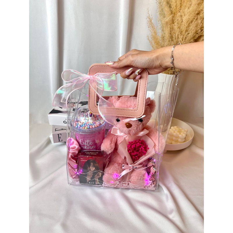 Set túi quà Teddy Gift Bag Blingblingbox set túi quà tặng người yêu trong suốt dễ thương, ngọt ngào và ý nghĩa ngày lễ