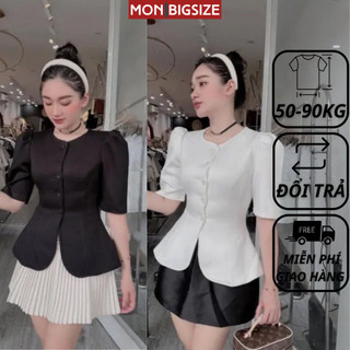  Áo bigsize nữ kiểu nút bọc cổ điển dự tiệc đi chơi chất cotton MON big size 50 - 90 kg