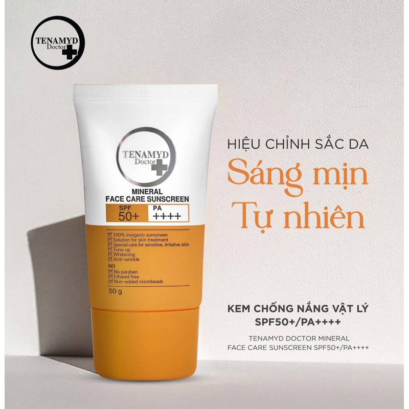 Kem chống nắng vật lý SPF50+/PA++++ - TENAMYD DOCTOR MINERAL FACE CARE SUNSCREEN SPF50+/PA++++ / Tuýp/ 50g