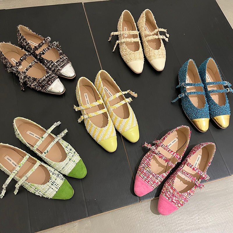 Giày maryJane sandal đế thấp 1 cm quai ngang màu sắc cá tính BO SHOP