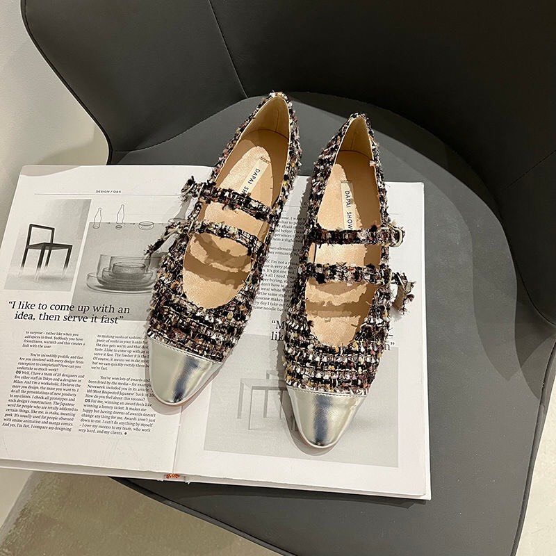 Giày maryJane sandal đế thấp 1 cm quai ngang màu sắc cá tính BO SHOP