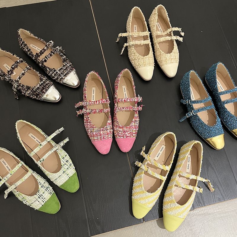 Giày maryJane sandal đế thấp 1 cm quai ngang màu sắc cá tính BO SHOP