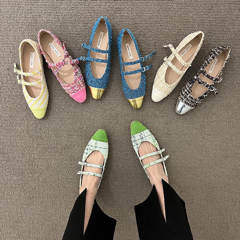 Giày maryJane sandal đế thấp 1 cm quai ngang màu sắc cá tính BO SHOP