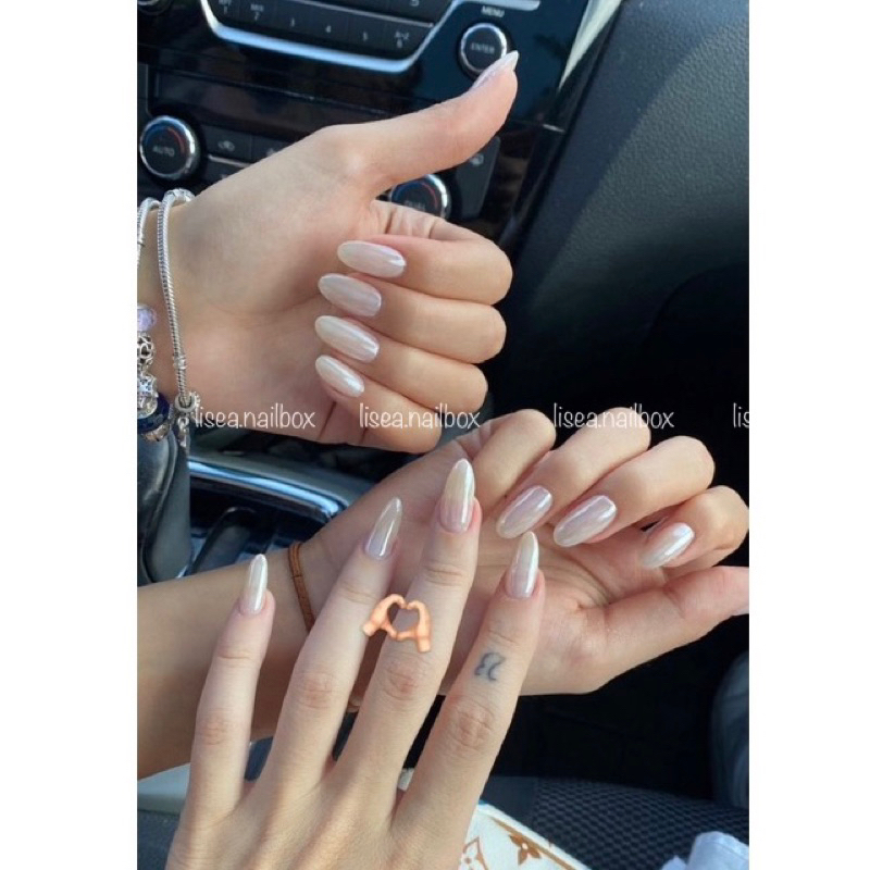 Nail box thiết kế TRÁNG GƯƠNG NGỌCTRAI HAILEY by LISEA - Kèm keo dũa Móng tay giả Móng úp Nailbox đáng yêu sang chảnh