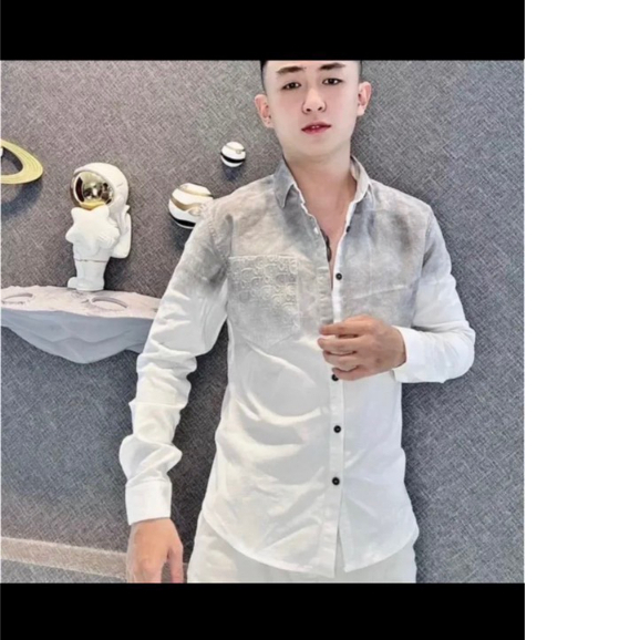 Áo sơ mi tay dài loang in chữ DI.OR 1 bên túi chất  vải đũi rất sang và mềm mịn