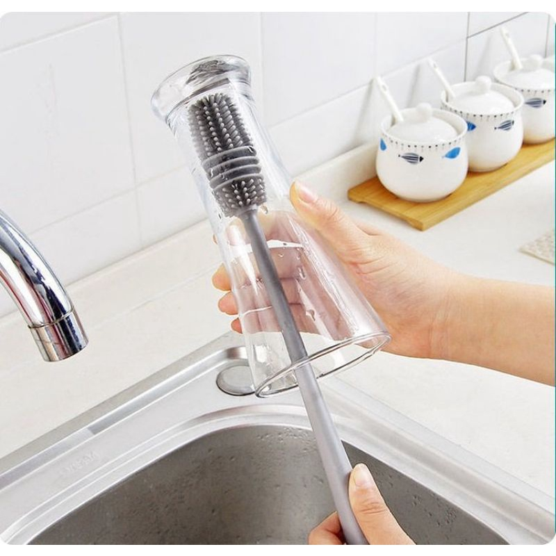 Cọ Rửa Ly , Bình Nước , Bình Sữa Silicon Cán Dài