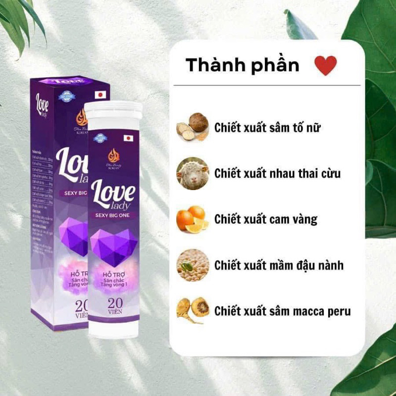 Viên Sủi Nở Ngực Love Lady Hỗ Trợ Săn Chắc Tăng Size Vòng 1 20 viên