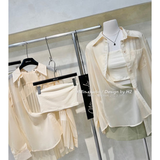 Set áo sơmi tơ dập ly lưng ( set 3 món )