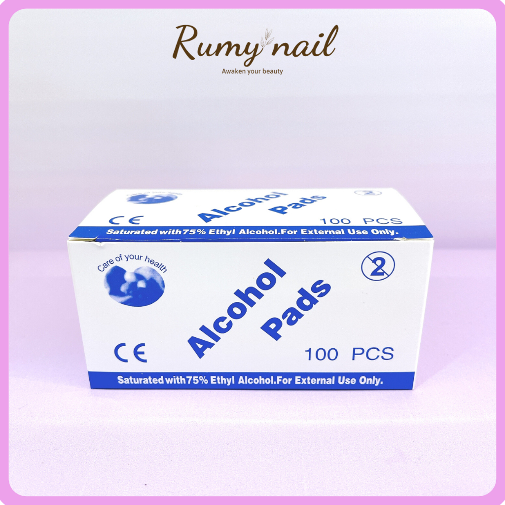 Bông tẩm cồn Alcohol pad, hộp 100 miếng bông tiệt trùng, bông lau móng, vệ sinh dụng cụ nail box