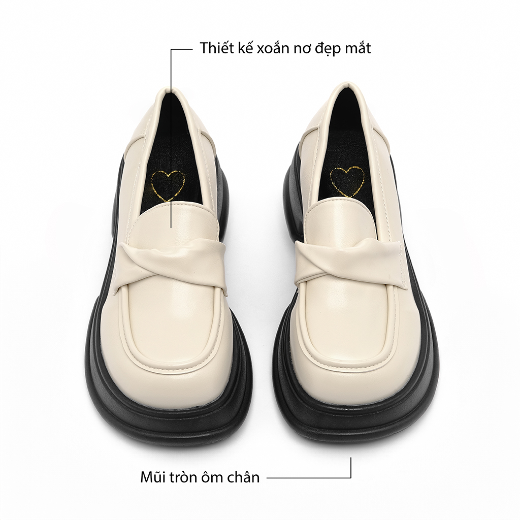LOAFER XOẮN NƠ ĐẾ CAO 5cm dễ mang - tôn dáng dành cho nữ