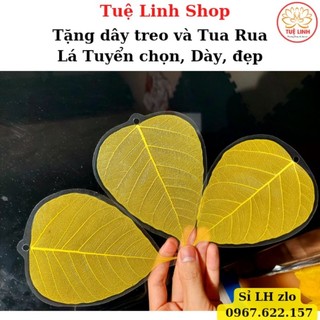 Xương Lá Bồ Đề đã ép Plastic viết thư pháp Tặng Tua rua, dây kim tuyến