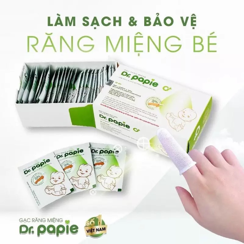 Gạc rơ lưỡi Dr Papie vệ sinh răng miệng cho bé 30 gói