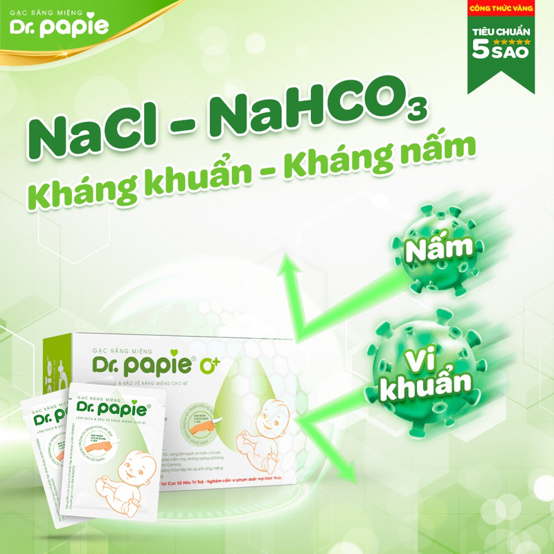 Gạc rơ lưỡi Dr Papie vệ sinh răng miệng cho bé 30 gói