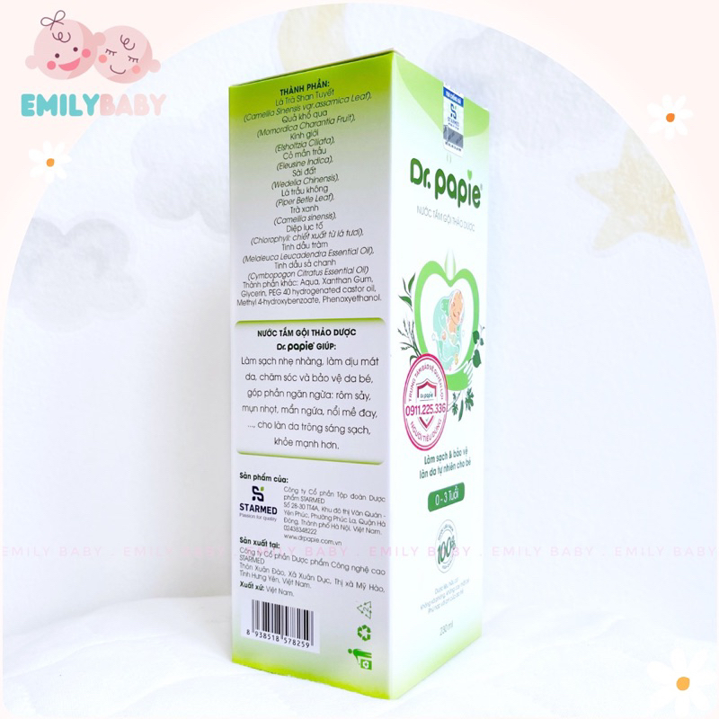Nước tắm gội thảo dược Dr.Papie 230ml
