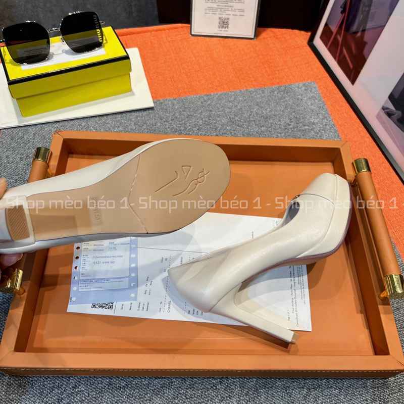 Giày cao gót miu mũi tròn đế đúp gót trụ fullbox hàng quảng châu cao cấp