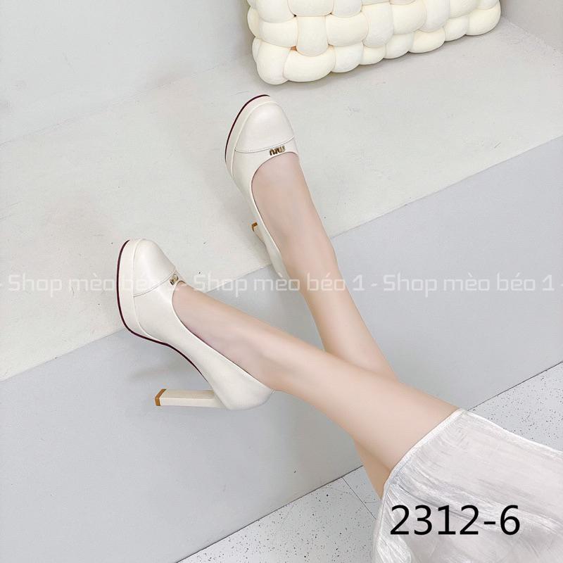 Giày cao gót miu mũi tròn đế đúp gót trụ fullbox hàng quảng châu cao cấp