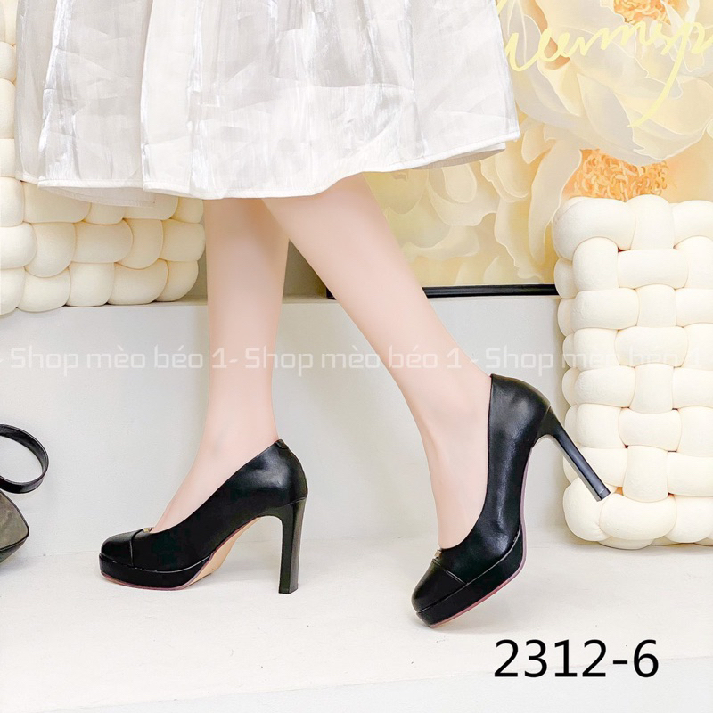 Giày cao gót miu mũi tròn đế đúp gót trụ fullbox hàng quảng châu cao cấp