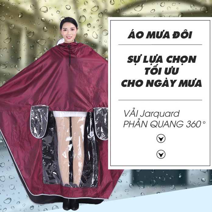 Áo Mưa Cánh Dơi Sợi Vải Dù Siêu Dầy, Áo Mưa Phản Quang Xẻ Tay Đi Xe Máy Có Kính Trong Suốt Bảo Vệ Mắt-Loại Tốt Nhất