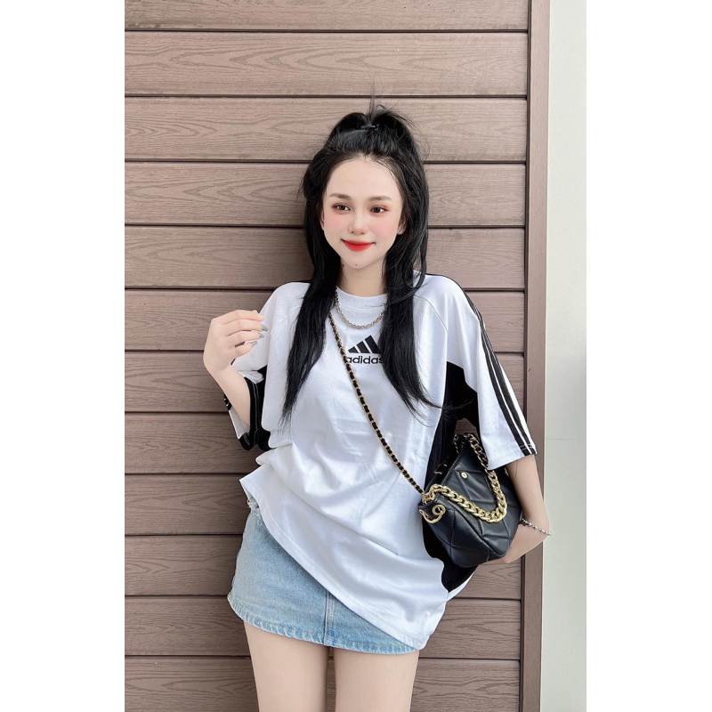 Áo thun chất cotton su form rộng tay lỡ - Da.s phối hông