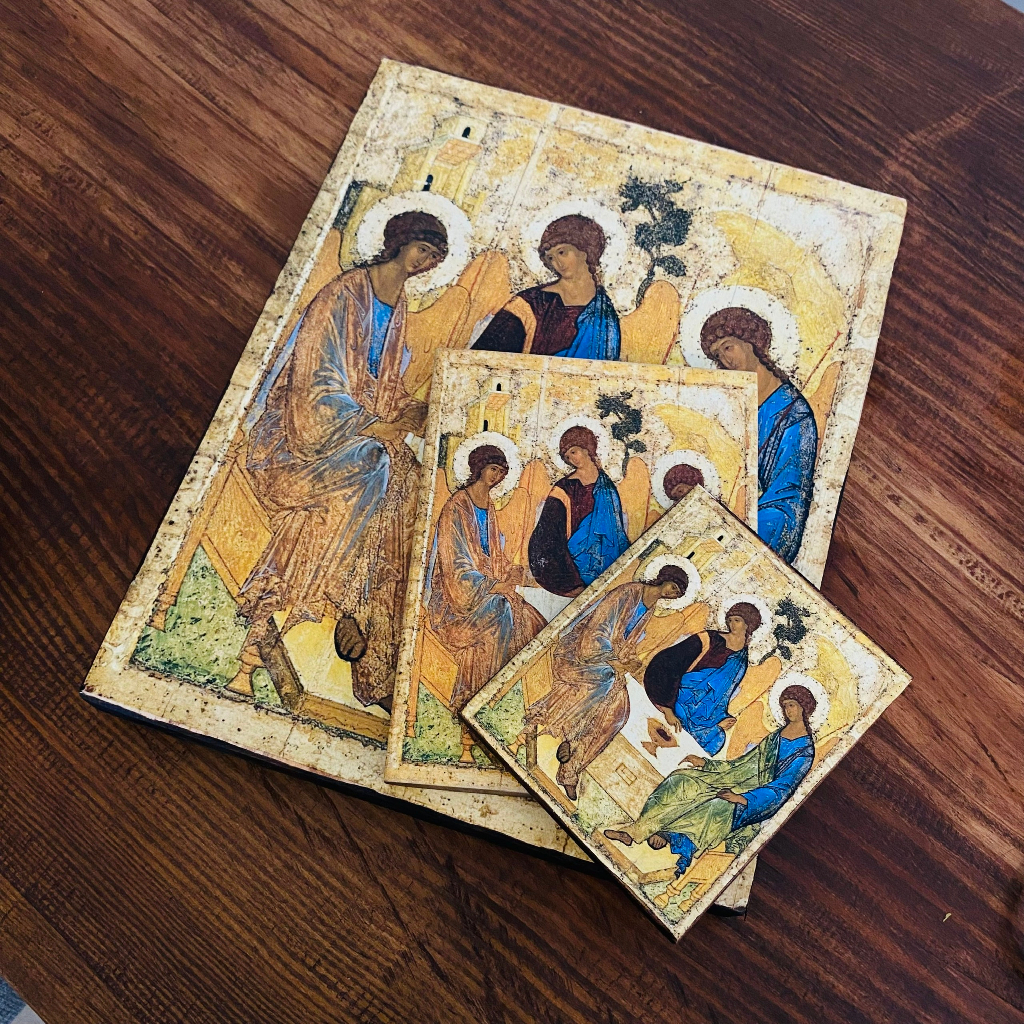 Tranh Gỗ Chúa Ba Ngôi - Icon Nga Bằng Gỗ / Icon of the Holy Trinity by Andrei Rublev