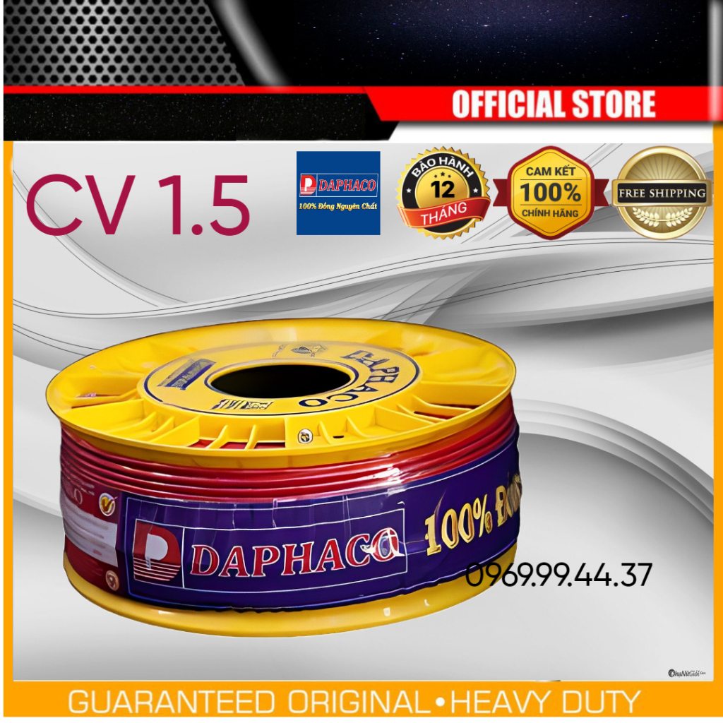 Dây Cáp Điện Đơn CV 1.5 DAPHACO ( Cuộn 100 mét) - dây đơn