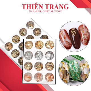Set giấy bạc giấy bạc trắng trí nail - giấy bạc nail 12 hũ gồm những màu thông dụng