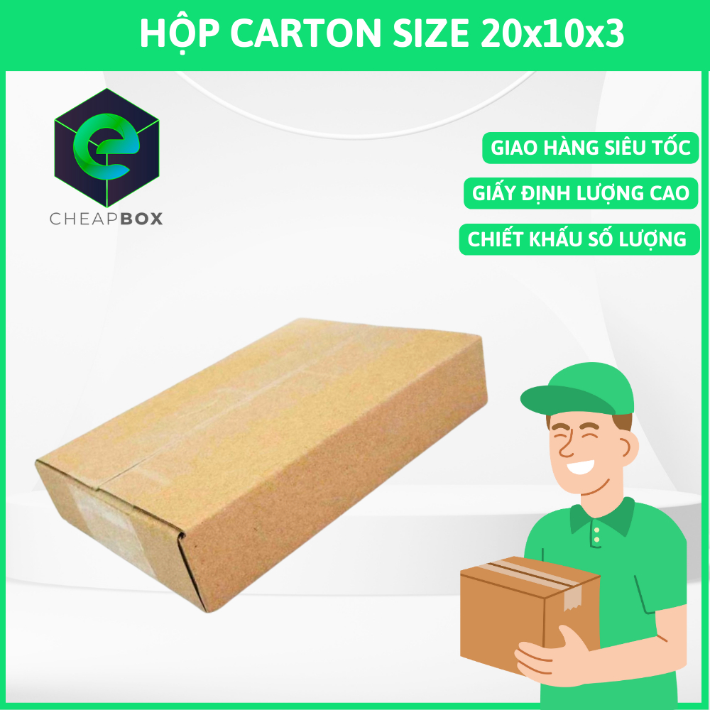 100 hôp carton size 20x10x3