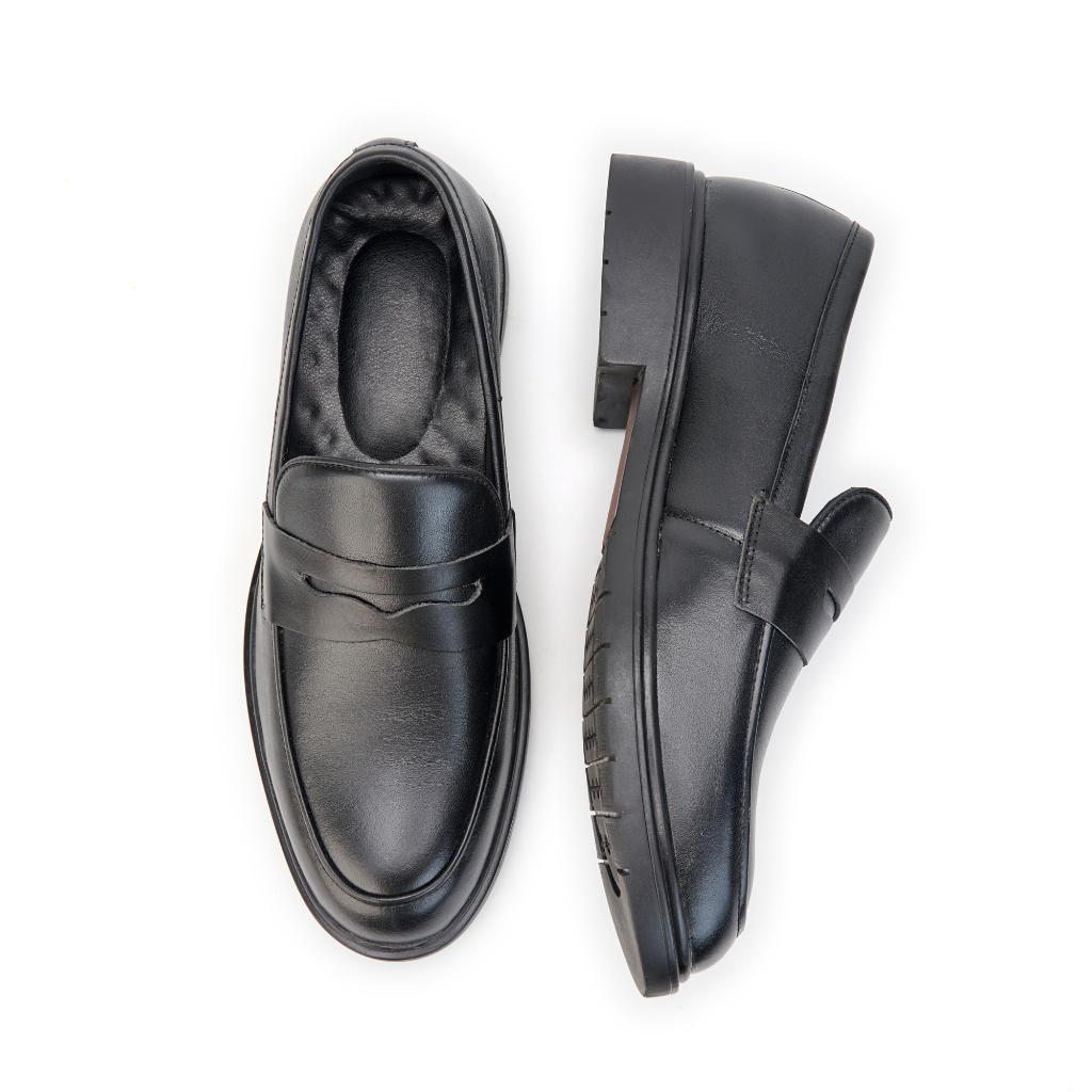 Giày Lười Nam, Giày Loafer Classic ELEU Da Bò Thật Nappa Màu Đen