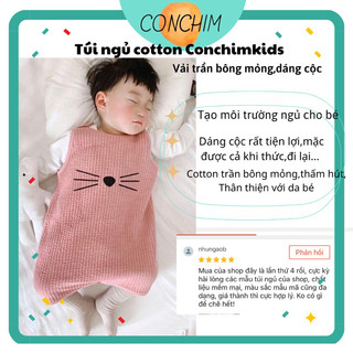 Túi ngủ cho bé nằm điều hoà,thu đông dáng cộc Conchimkids .Trần bông mỏng