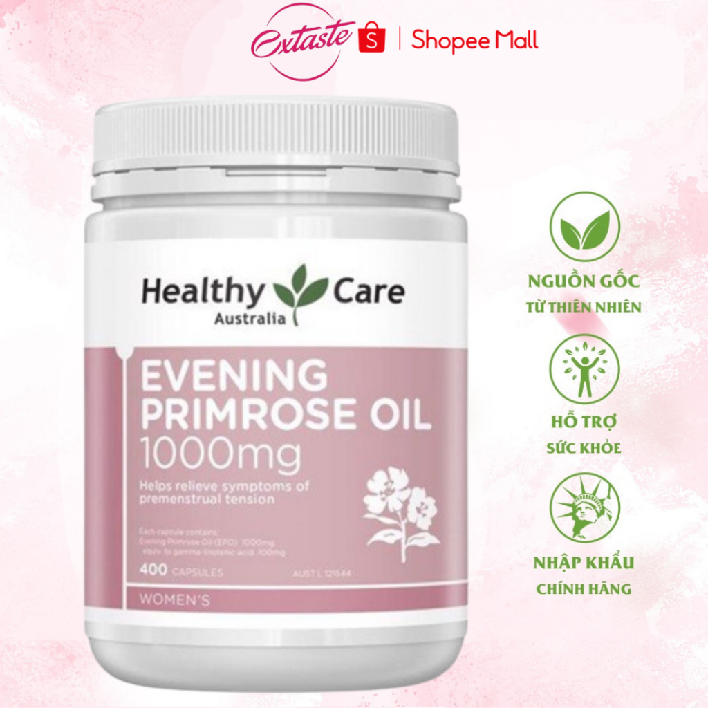 Tinh dầu hoa anh thảo Healthy Care Evening Primrose Oil 1000mg 200 viên cải thiện sinh lý nữ Extaste