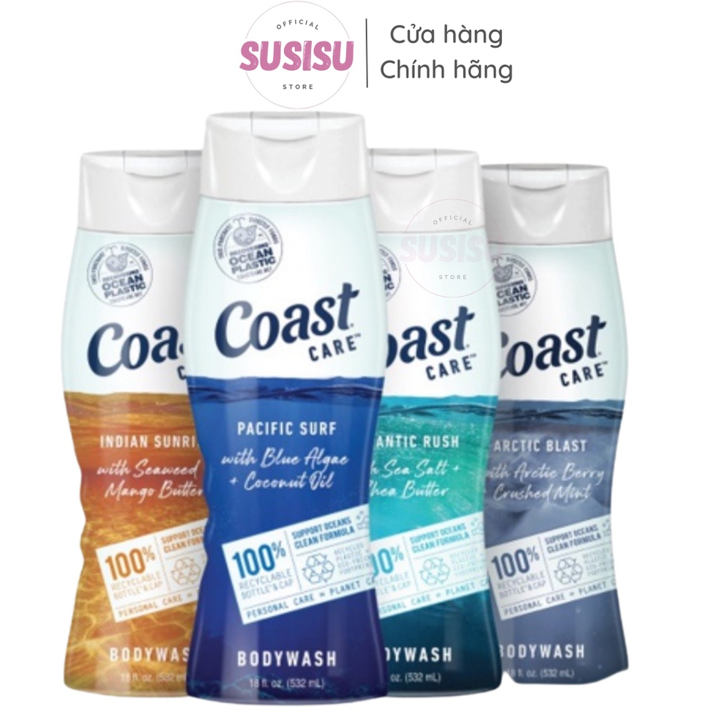 Gel tắm COAST Care Indian Sunrise / Pacific Surf | sữa tắm nam Coast 532ml Rong biển và bơ xoài,tảo lam dầu dừa
