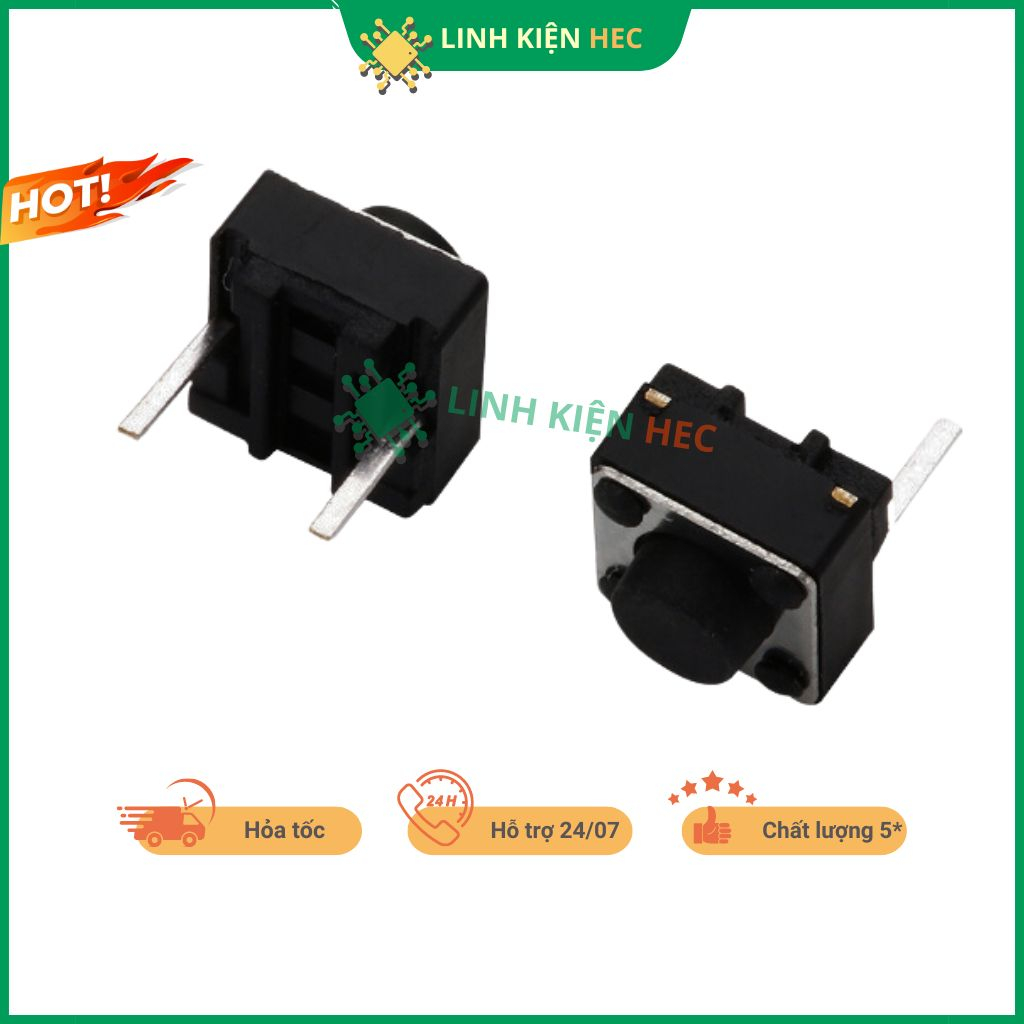 Nút nhấn 2 chân  2P DIP 6x6mm chính hãng linh kiện hec