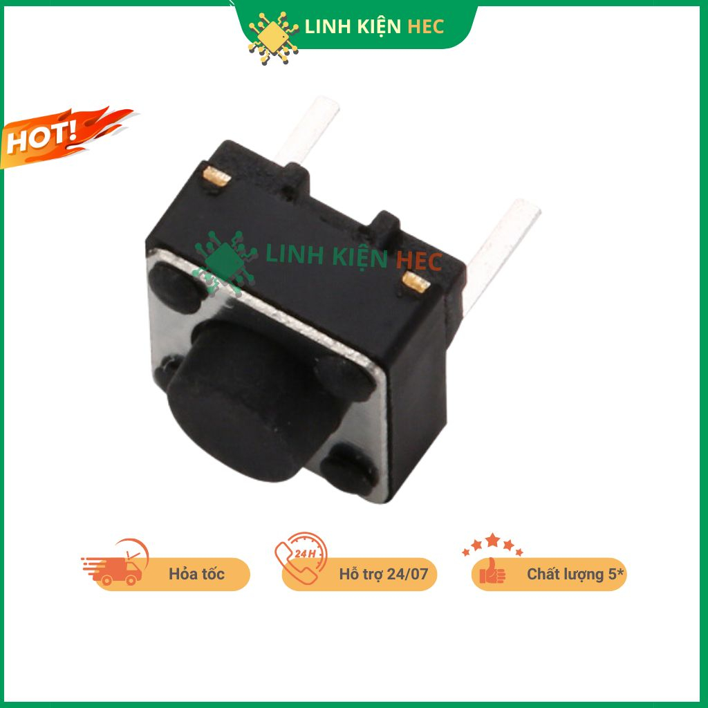 Nút nhấn 2 chân  2P DIP 6x6mm chính hãng linh kiện hec