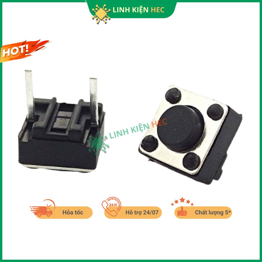 Nút nhấn 2 chân  2P DIP 6x6mm chính hãng linh kiện hec